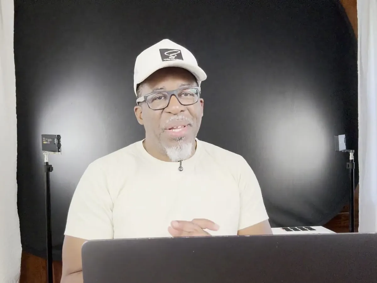 Ken Bridgett talking to the camera from his studio